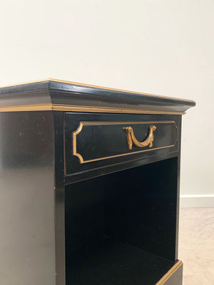 Pair of ebonised bedside cabinets