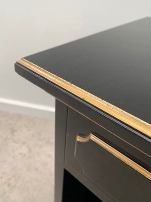 Pair of ebonised bedside cabinets