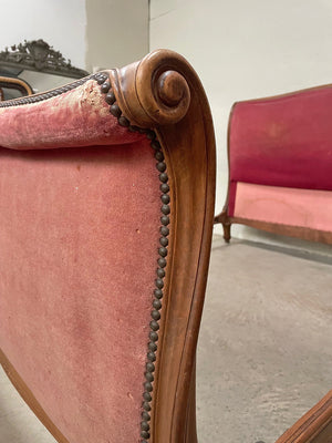 Pink velvet upholstered king size bed 'as is'