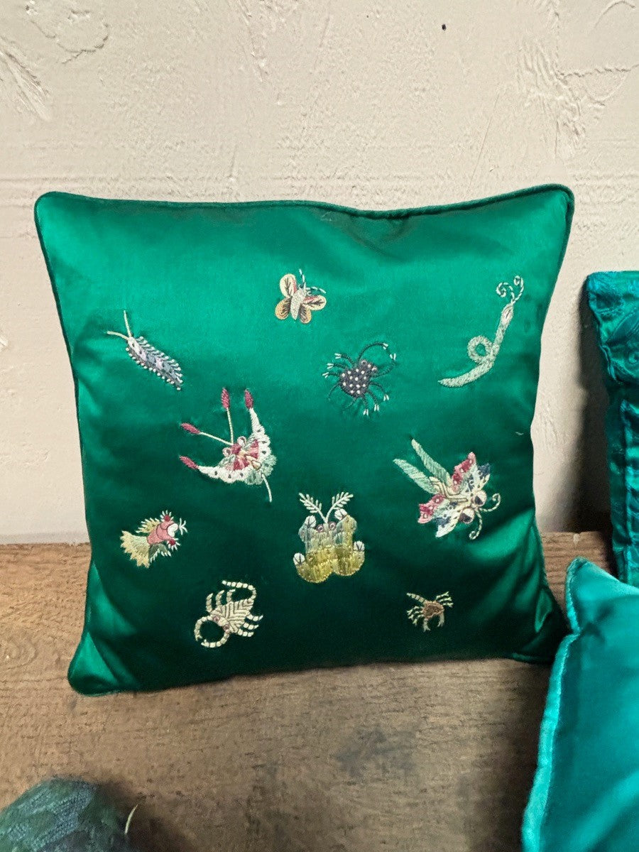 Vintage aqua cushions (set of 8)