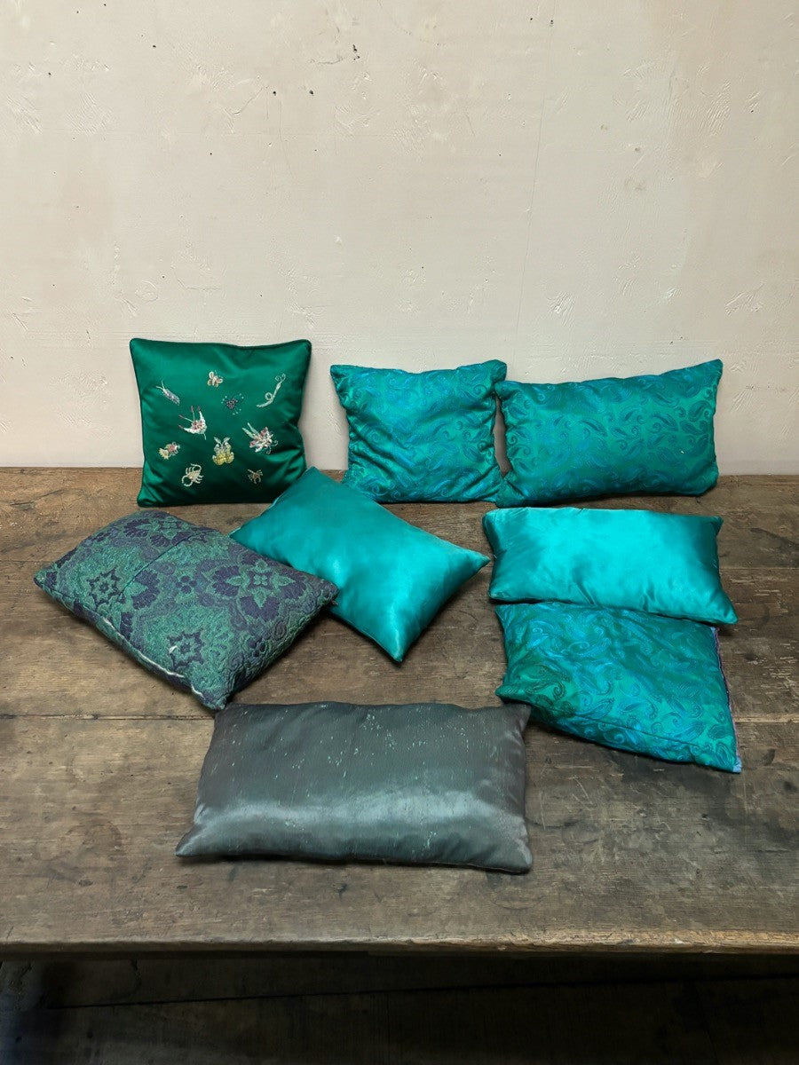 Vintage aqua cushions (set of 8)