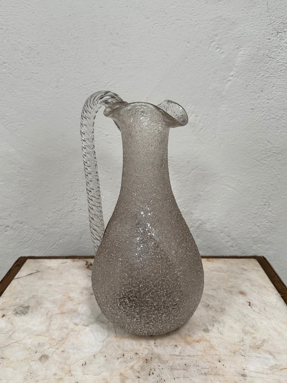 Baccarat crackle glass jug with ice chamber