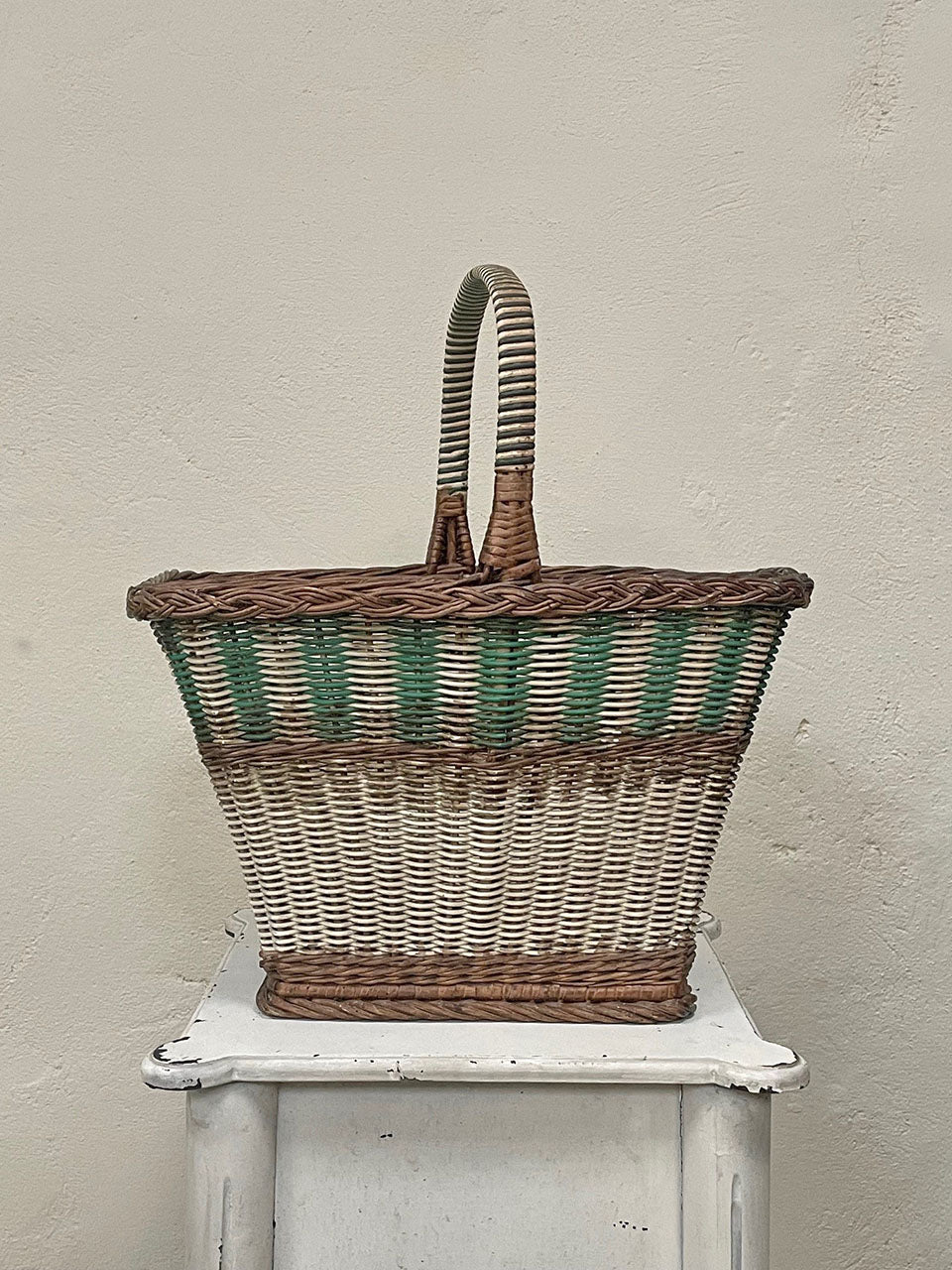 Painted wicker basket