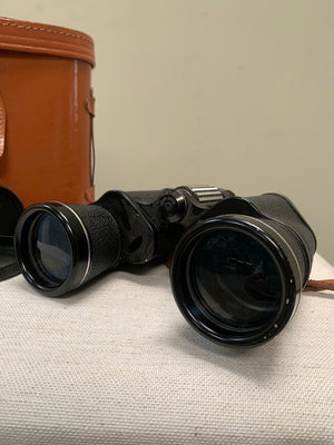 Binoculars with leather case