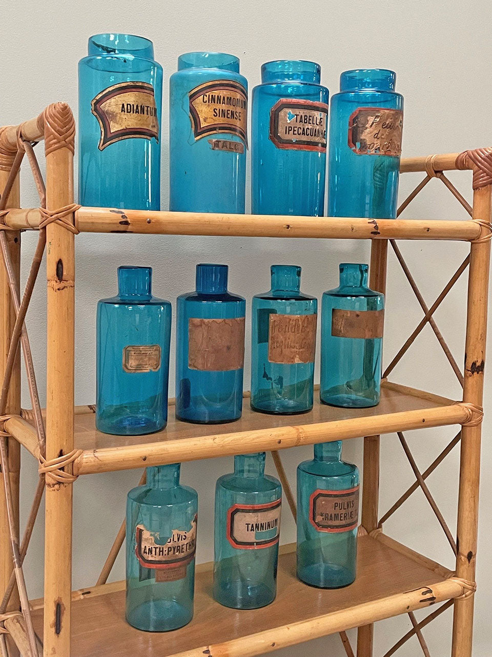 Blue glass apothecary jars (each)