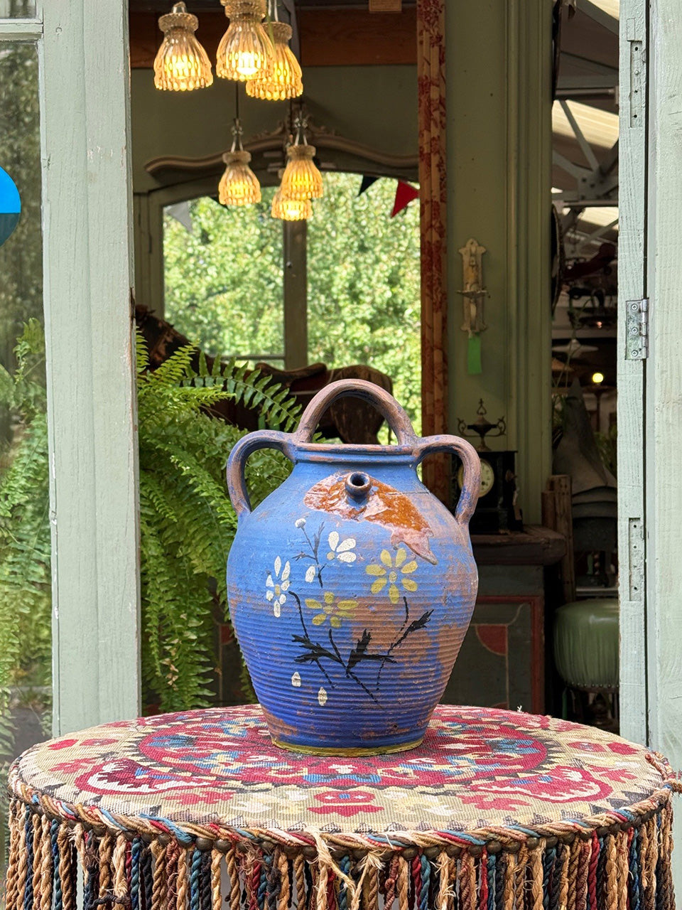 Painted terracotta urn