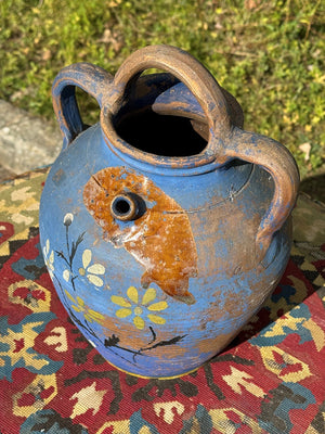 Painted terracotta urn
