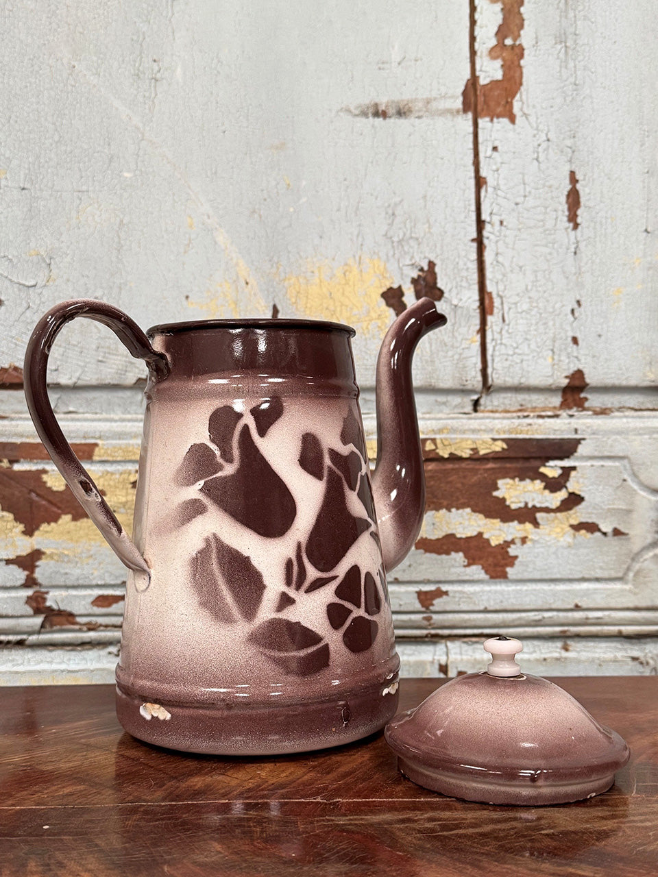 Brown enamelled coffee pot