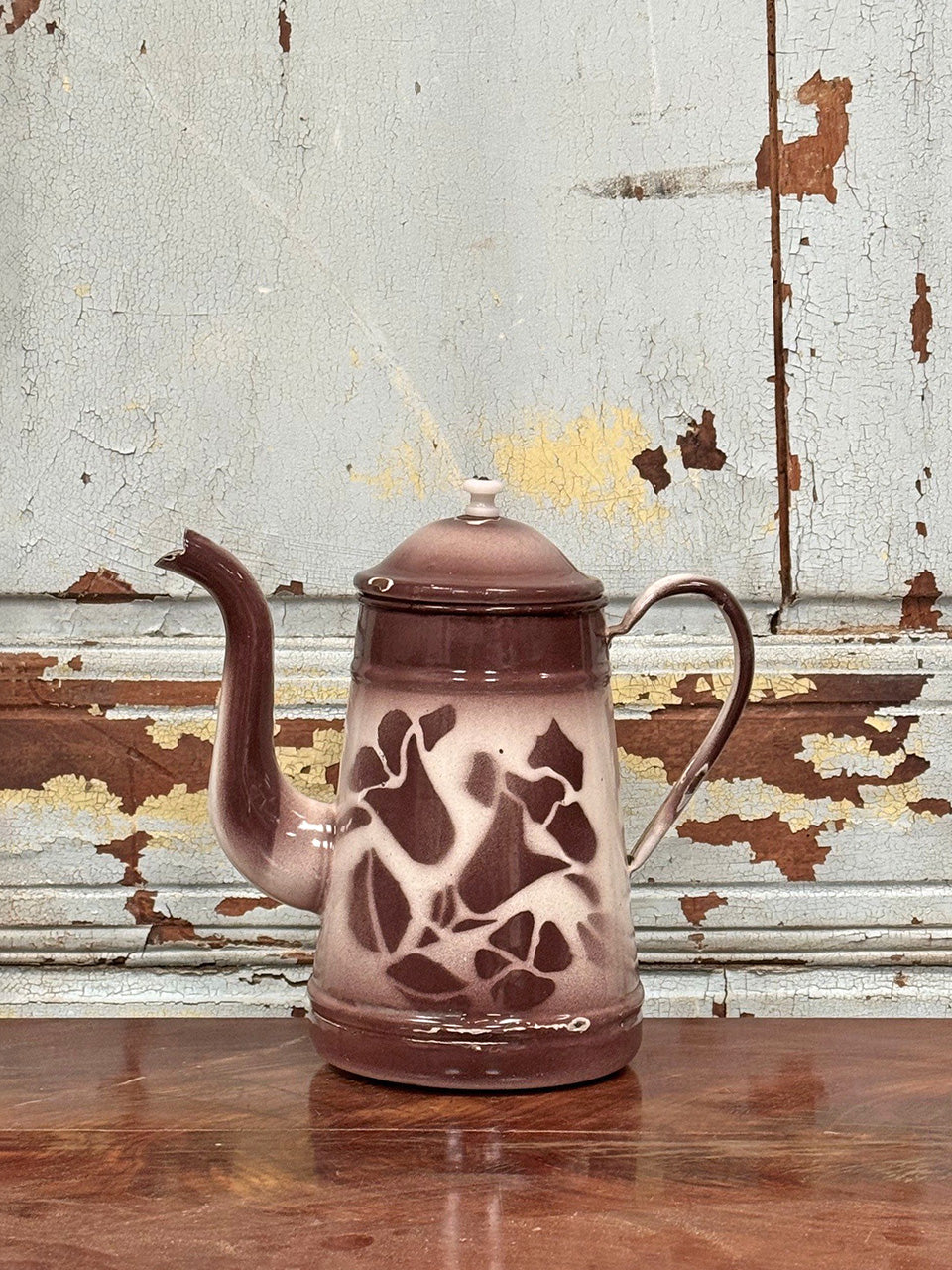 Brown enamelled coffee pot