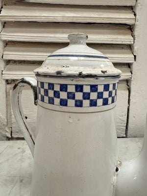 Checked enamelled coffee pot