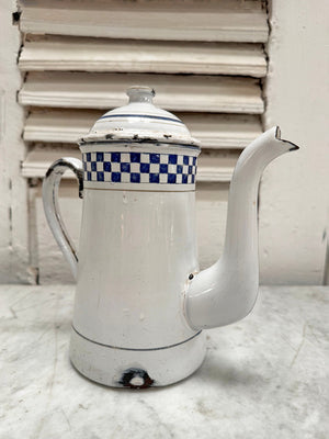 Checked enamelled coffee pot