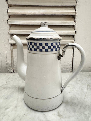 Checked enamelled coffee pot