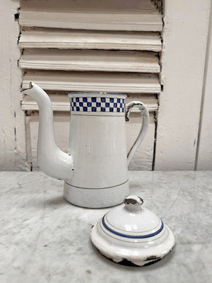 Checked enamelled coffee pot