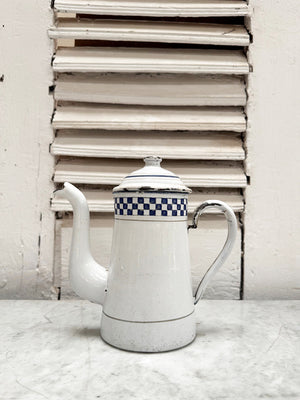 Checked enamelled coffee pot