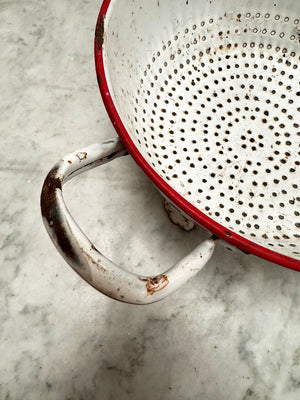 Red and white colander