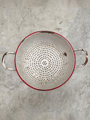 Red and white colander