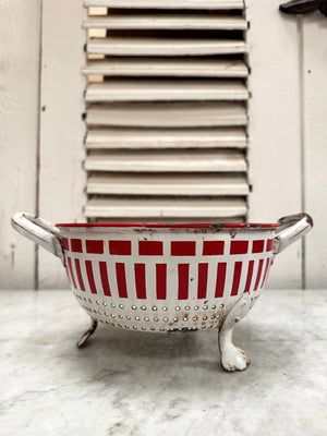 Red and white colander
