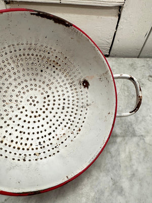 Red and white colander