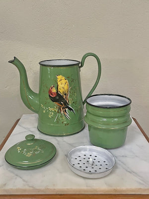 Green enamelled coffee pot