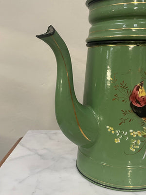 Green enamelled coffee pot