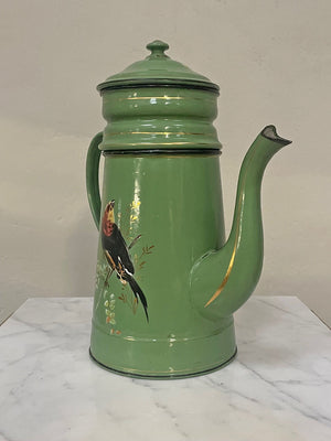 Green enamelled coffee pot