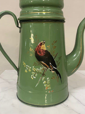 Green enamelled coffee pot