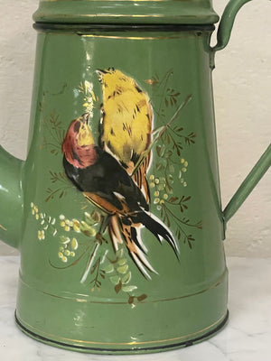 Green enamelled coffee pot