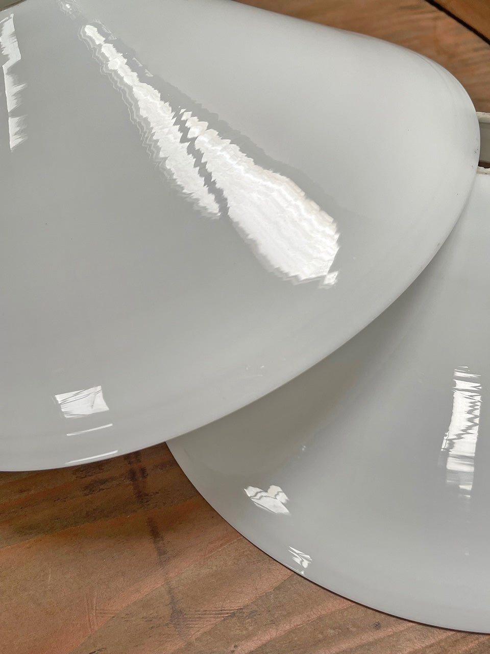 Pair of milk glass coolie shades