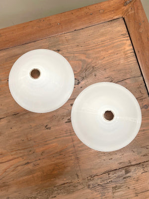 Pair of milk glass coolie shades