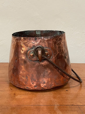 Lidded copper pots (each)