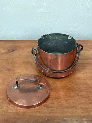 Lidded copper pots (each)