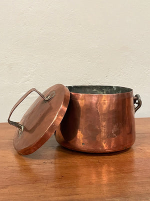 Lidded copper pots (each)