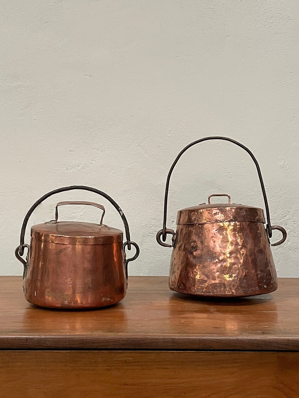 Lidded copper pots (each) (Right - SOLD)