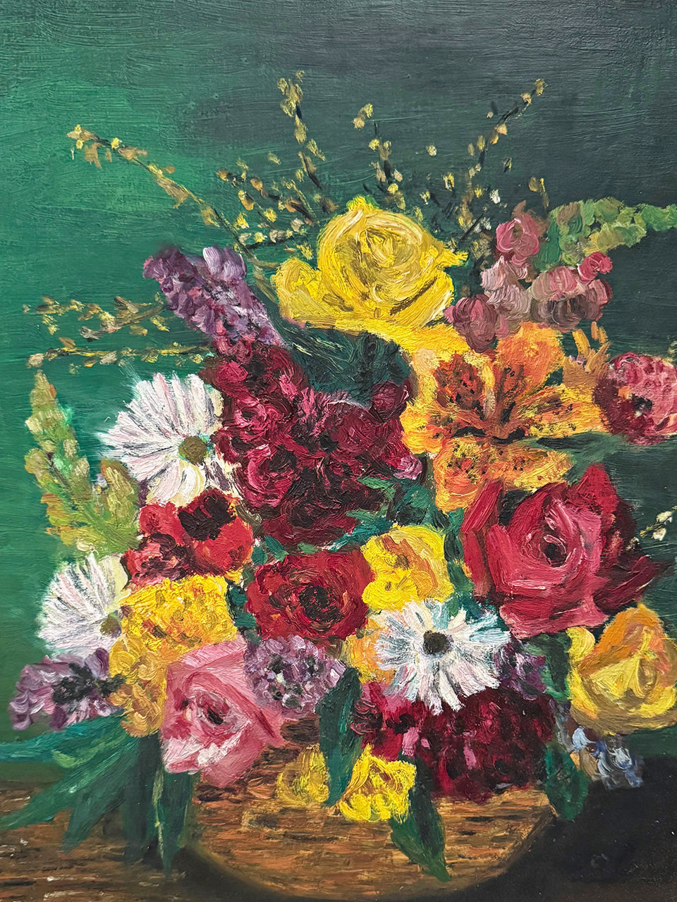 Framed floral painting