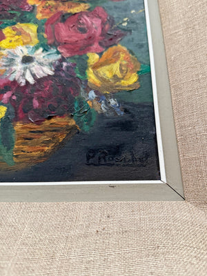Framed floral painting