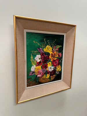 Framed floral painting