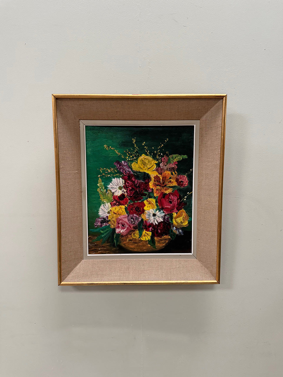 Framed floral painting