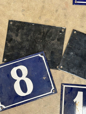 Navy enamel door numbers