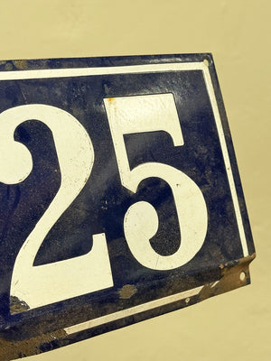 Navy enamel door numbers