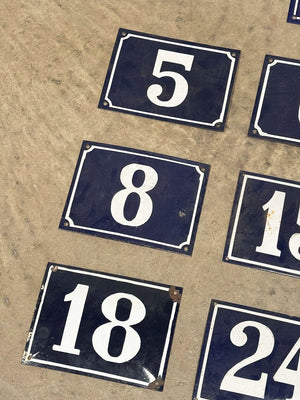 Navy enamel door numbers