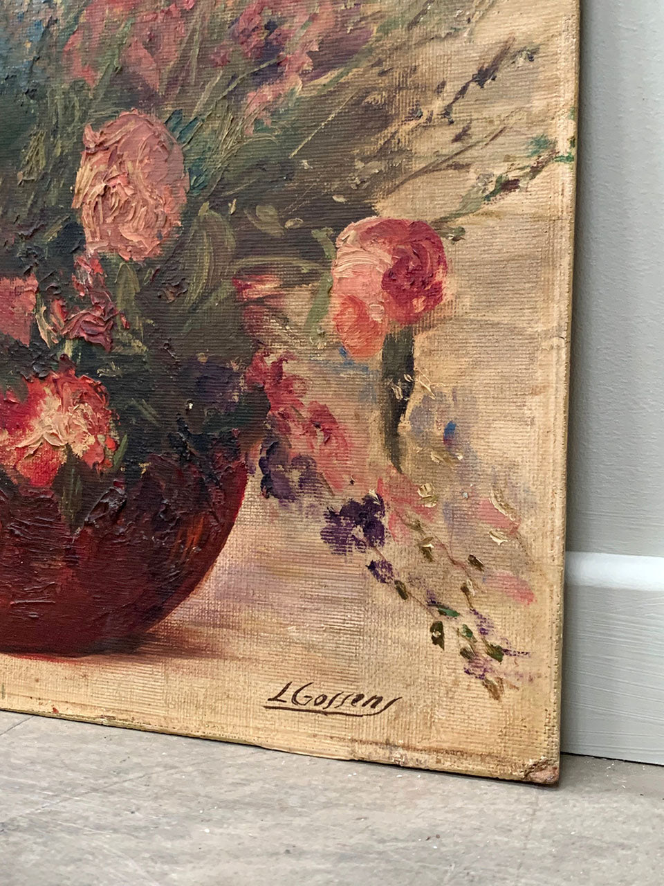 Floral painting on board