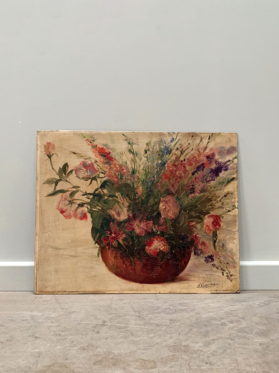 Floral painting on board