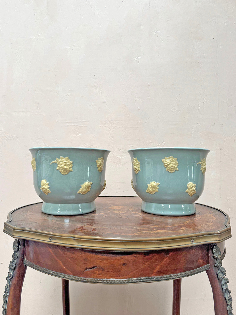 Pair of ceramic planters by Sarreguemines, France