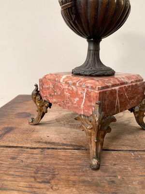 Pair of urns on marble bases