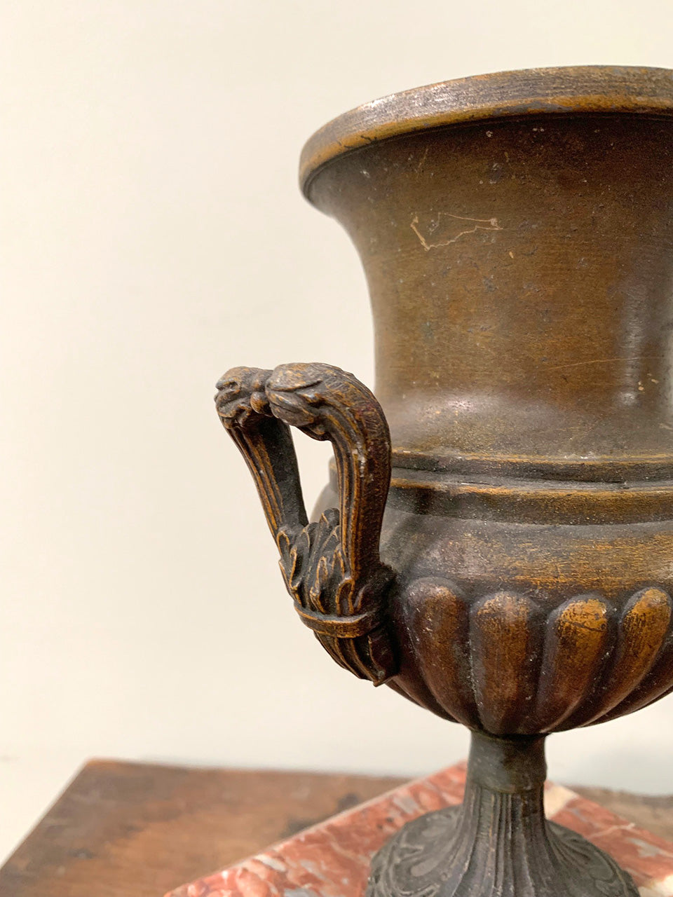 Pair of urns on marble bases