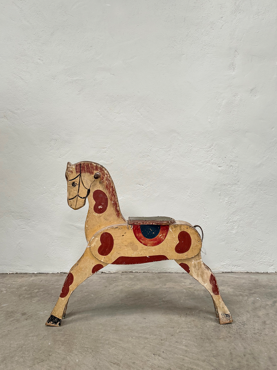 Painted wooden rocking horse cheap