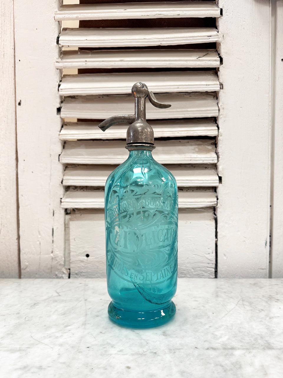 Blue soda syphon
