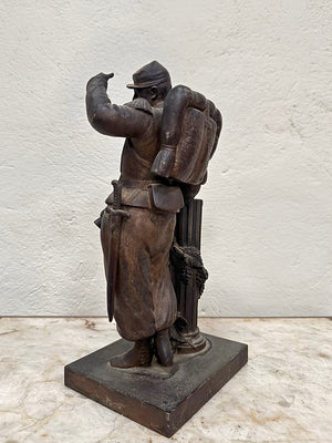 Metal statue of a French solider