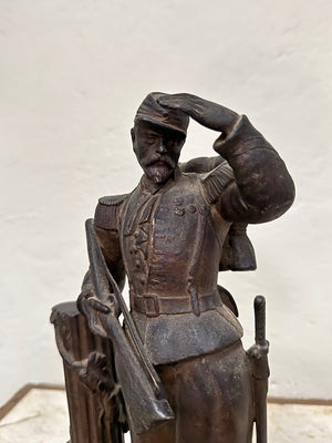 Metal statue of a French solider