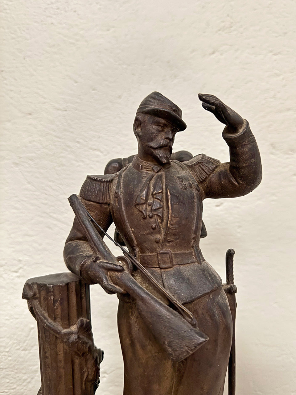 Metal statue of a French solider